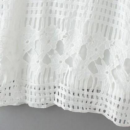 High Quality White Lace Hollow Follower Sundress